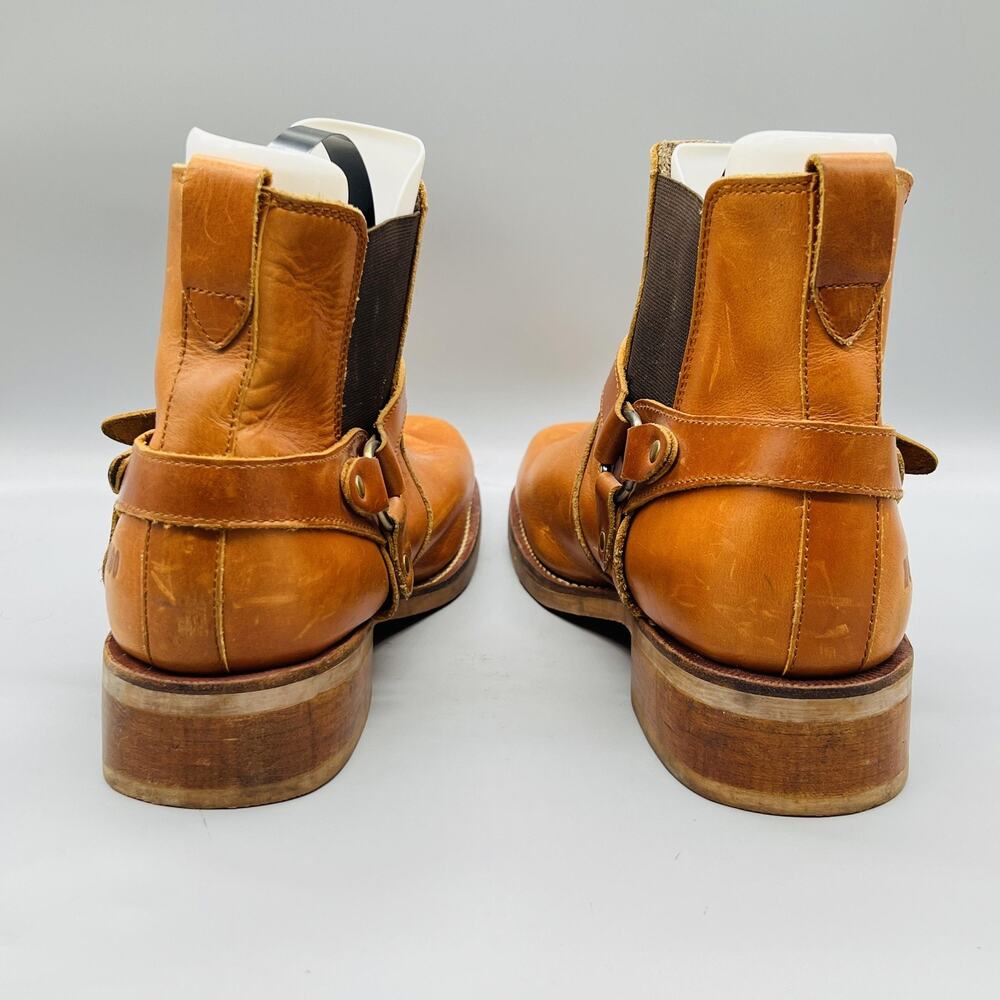 Durango Boots Mens 13 Brown Leather Harness Ankle Biker Pull On Square Toe Shoes - Picture 6 of 11